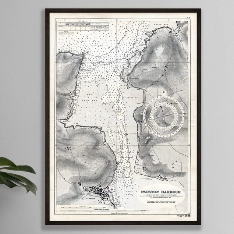 Replica Admiralty Sea Chart from 1932 showing the approaches to Padstow Harbour, the Doom Bar and the Camel Estuary Replica Admiralty Sea Chart from 1932 showing the approaches to Padstow Harbour, the Doom Bar and the Camel Estuary